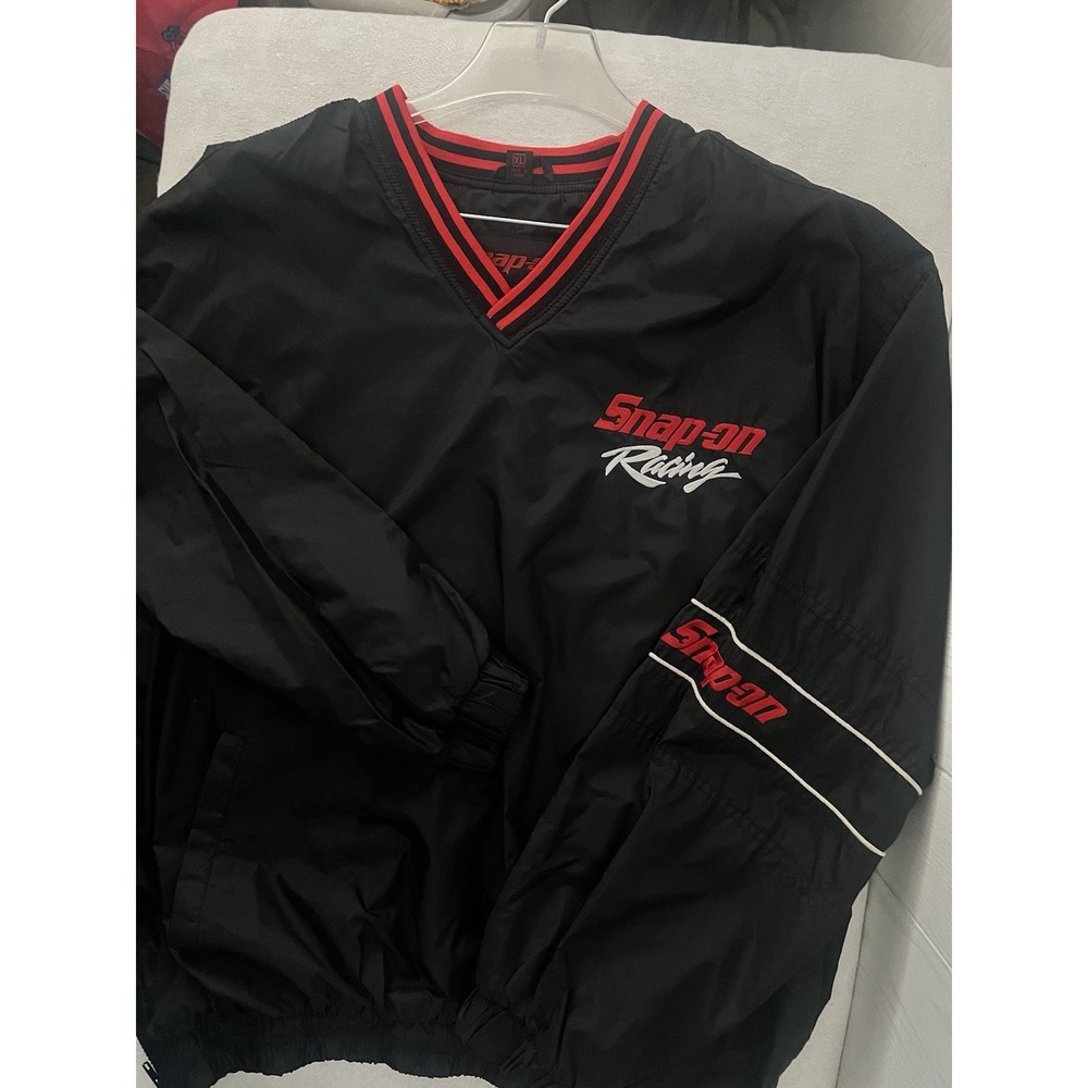 Vintage Snap On Racing Pullover Windbreaker V-Neck Jacket Mens‎ XL Embroidered